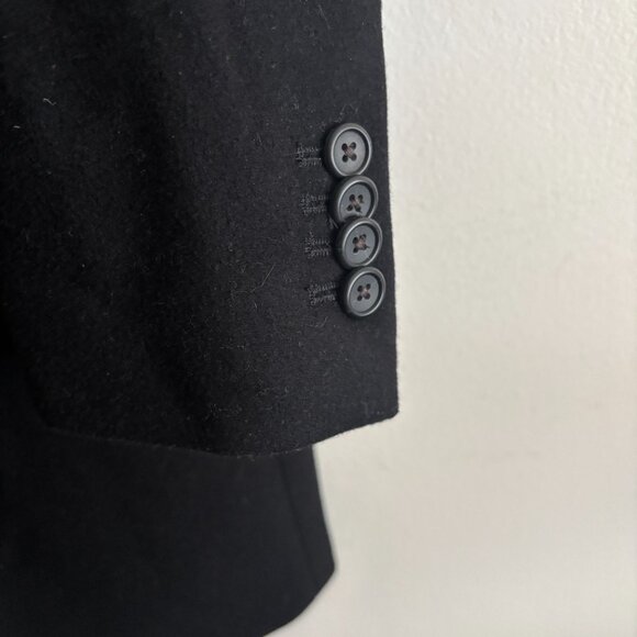 $600 Club Monaco Black Wool Overcoat/ Top Coat Surgeon’s Cuffs- 36 / Small - Picture 13 of 14
